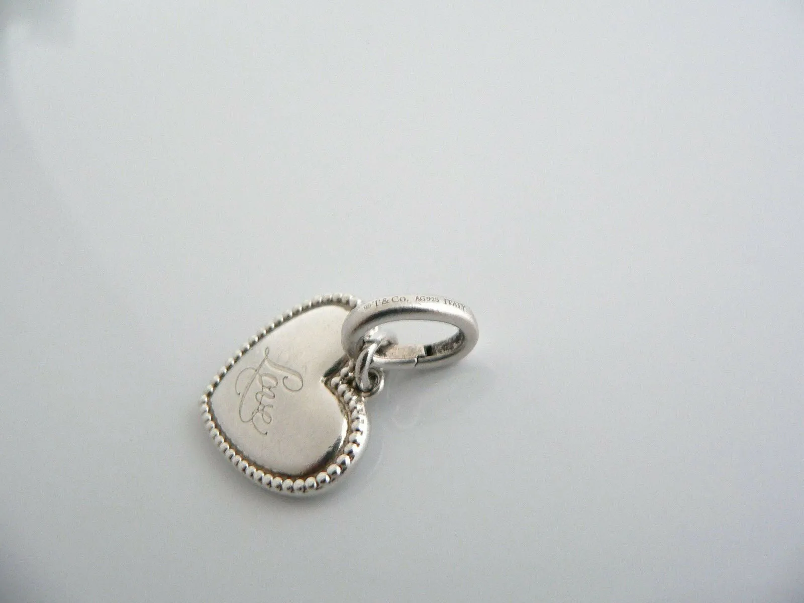 Tiffany & Co Silver Love Heart Bead Charm Clasp 4 Necklace Bracelet Gift Love