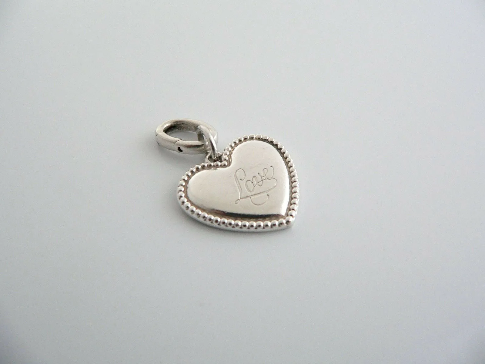 Tiffany & Co Silver Love Heart Bead Charm Clasp 4 Necklace Bracelet Gift Love