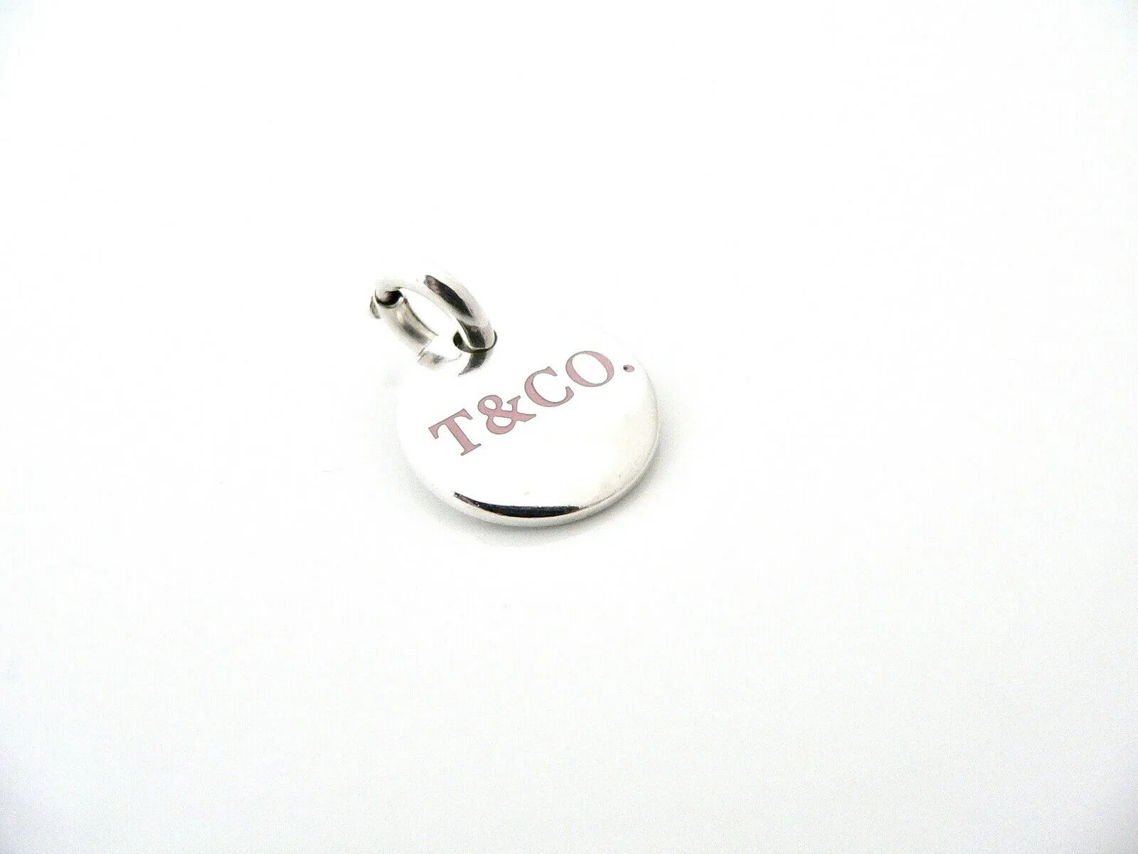 Tiffany & Co  Silver Pink Enamel Charm Pendant Clasp 4 Necklace Bracelet Gift
