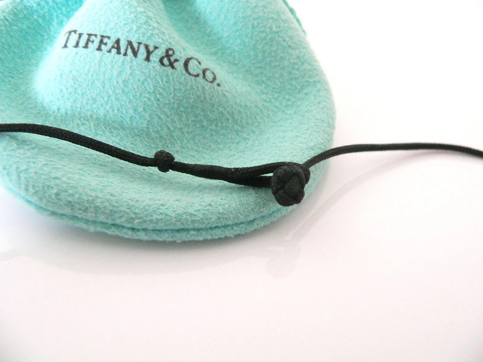 Tiffany & Co Teardrop Necklace Tear Drop Charm Pendant Black Silk Cord Silver Love Gift Art TCo