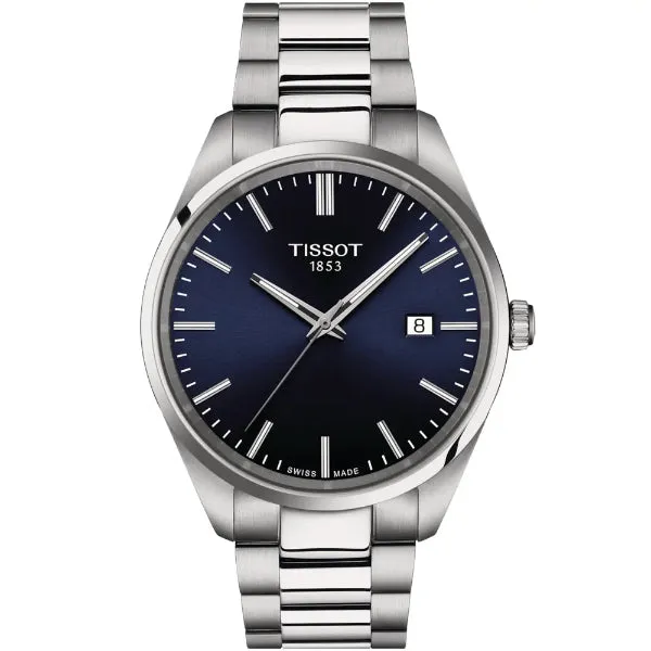 Tissot T-Classic Silver Stainless Steel Blue Dial Quartz Watch for Gents - T150.410.11.041.00