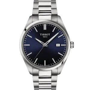 Tissot T-Classic Silver Stainless Steel Blue Dial Quartz Watch for Gents - T150.410.11.041.00