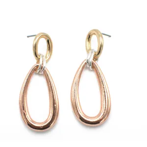 TRI-TONE TEARDROP EARRINGS #SQGN20011003TR (SF6)