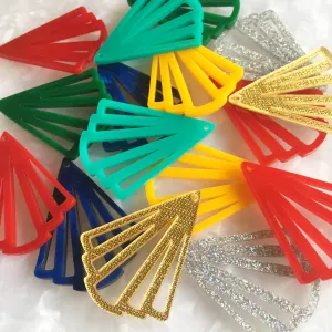 Triangle Pendants  / 6 Pieces (3 Pairs), 50mm
