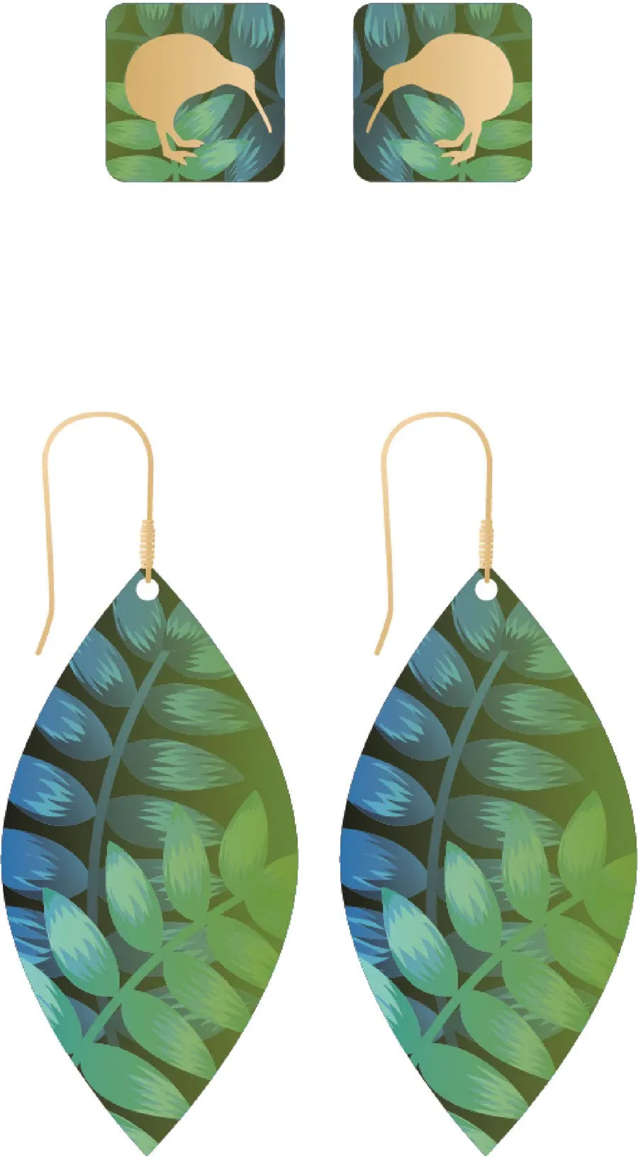 Tribal Earth Fern Kiwi Earrings