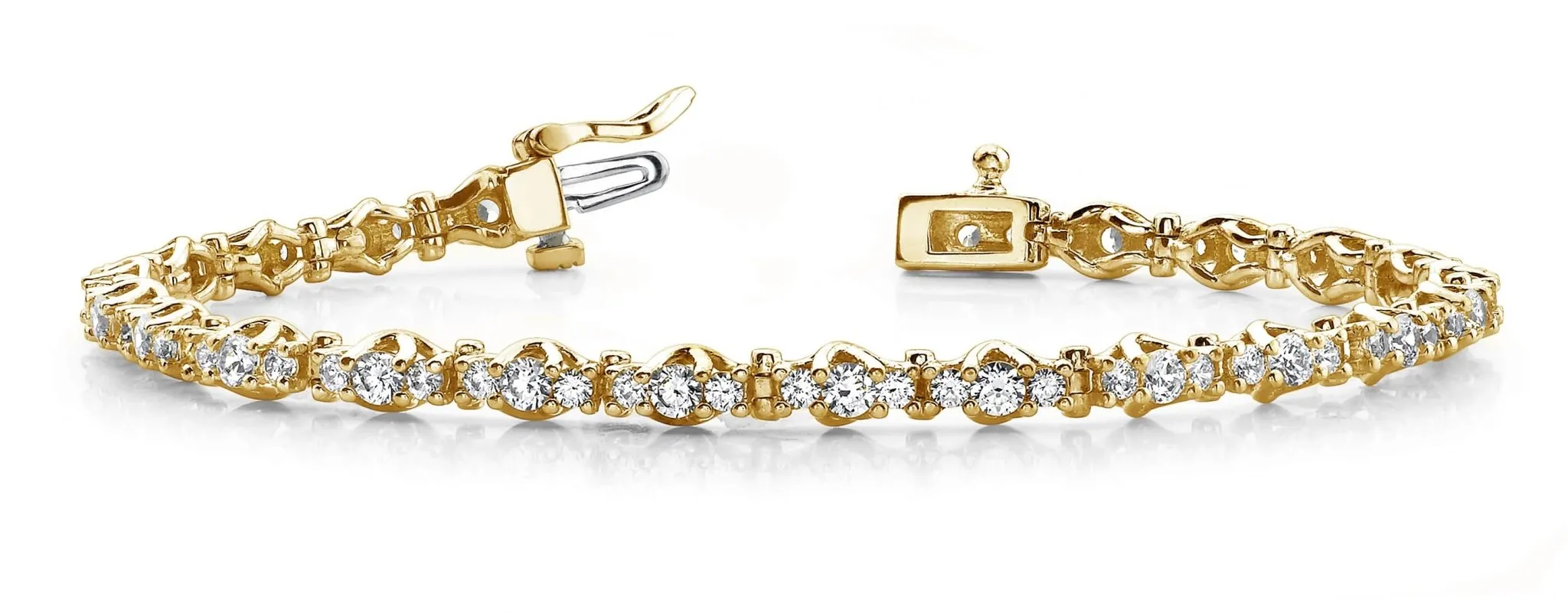 Triple Diamond Link Diamond Bracelet with 2.53 ct.(finished) 1.5mm, 2.5mm