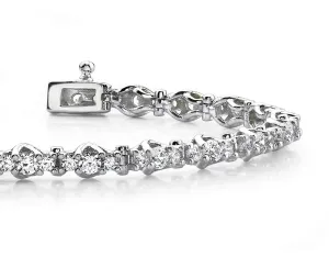 Triple Diamond Link Diamond Bracelet with 2.53 ct.(finished) 1.5mm, 2.5mm