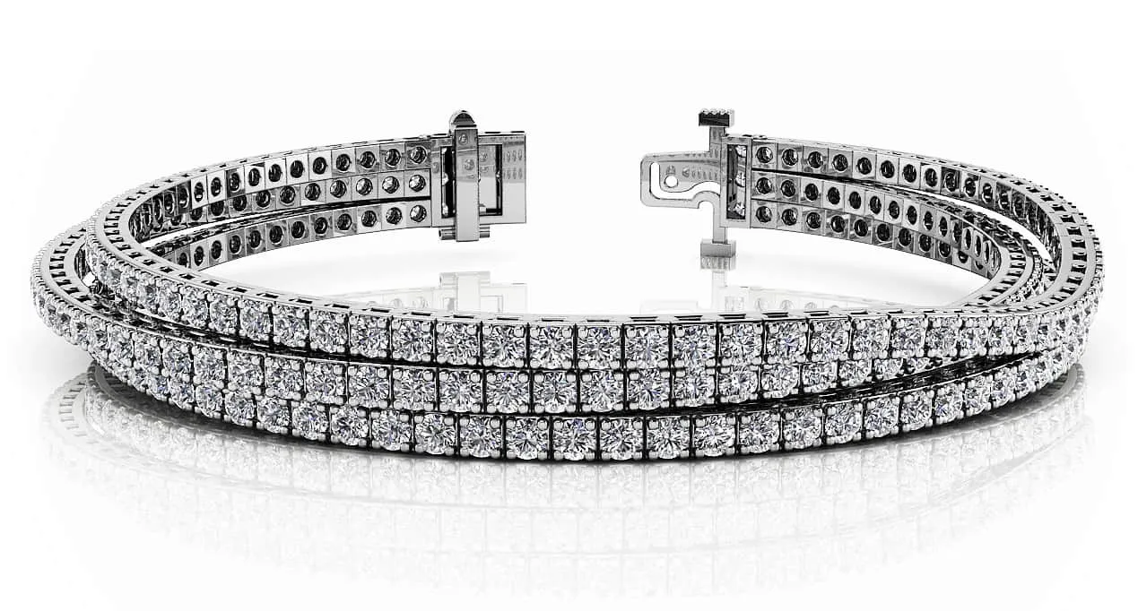 Triple Strand Flexible Diamond Tennis Diamond Bracelet with 3.65 ct.(finished) 1.5mm