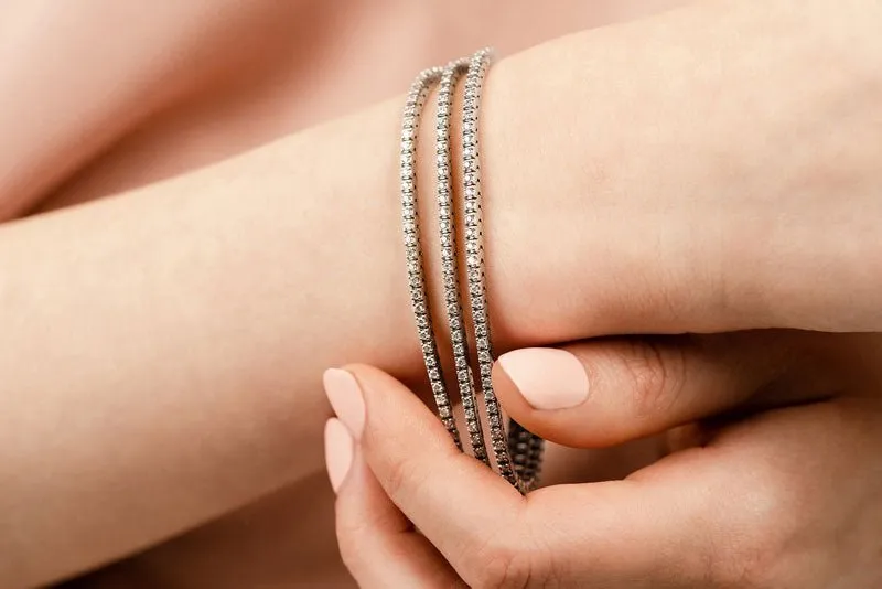 Triple Strand Flexible Diamond Tennis Diamond Bracelet with 3.65 ct.(finished) 1.5mm