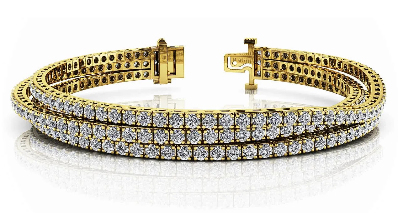 Triple Strand Flexible Diamond Tennis Diamond Bracelet with 3.65 ct.(finished) 1.5mm