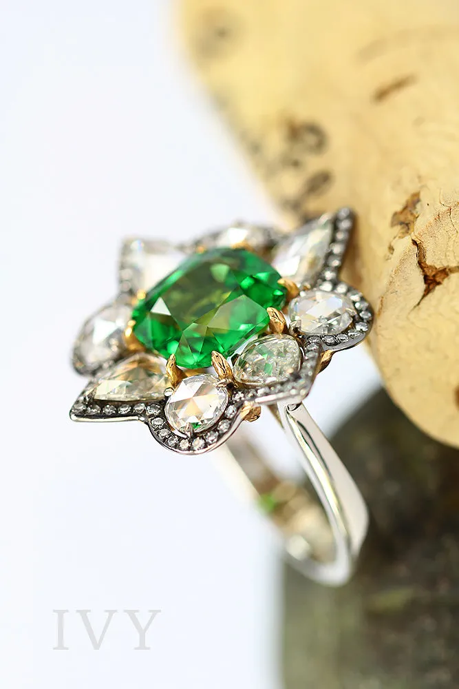 Tsavorite and Diamond Ring