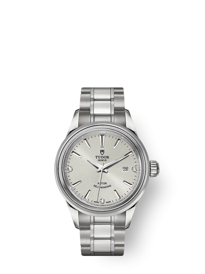 Tudor Style, Stainless Steel and Diamond-set, 28mm, Ref# M12100-0003