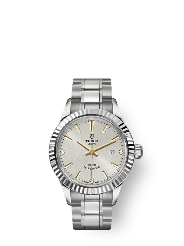 Tudor Style, Stainless Steel and Diamond-set, 28mm, Ref# M12110-0011