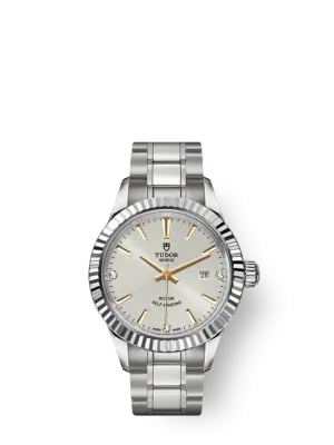 Tudor Style, Stainless Steel and Diamond-set, 28mm, Ref# M12110-0011