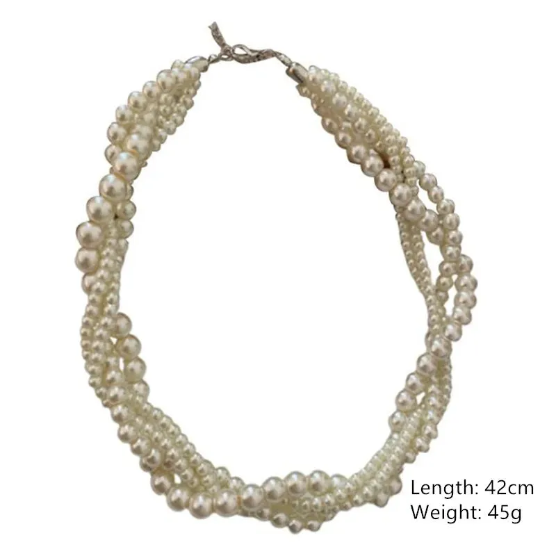Twining Pearl Choker Necklaces for Women Geometric Necklaces Weddings Bride Jewelry Accessories