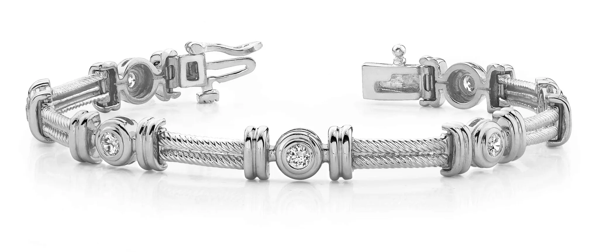 Twisted Rope Link Diamond Bracelet with 0.98 ct.(finished) 3.4mm