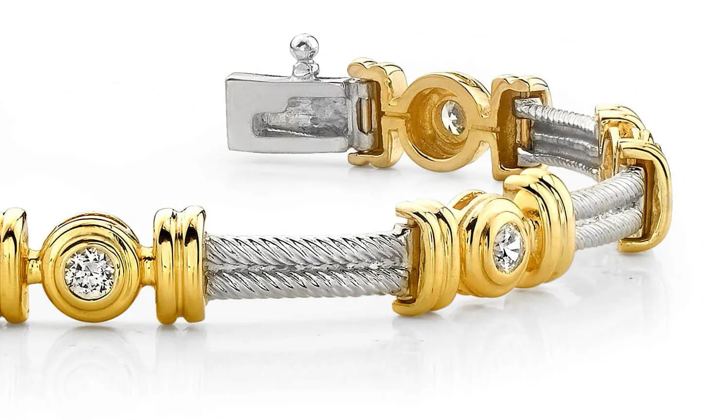 Twisted Rope Link Diamond Bracelet with 0.98 ct.(finished) 3.4mm