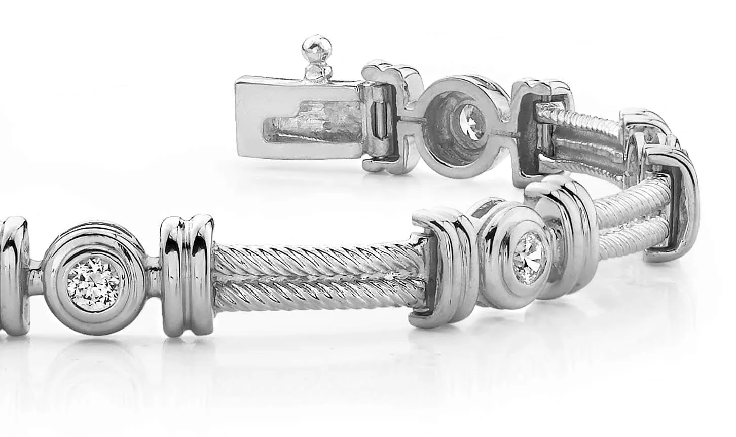 Twisted Rope Link Diamond Bracelet with 0.98 ct.(finished) 3.4mm