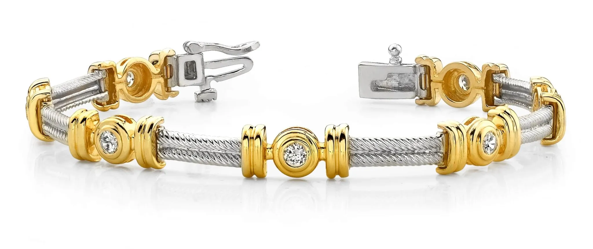 Twisted Rope Link Diamond Bracelet with 0.98 ct.(finished) 3.4mm