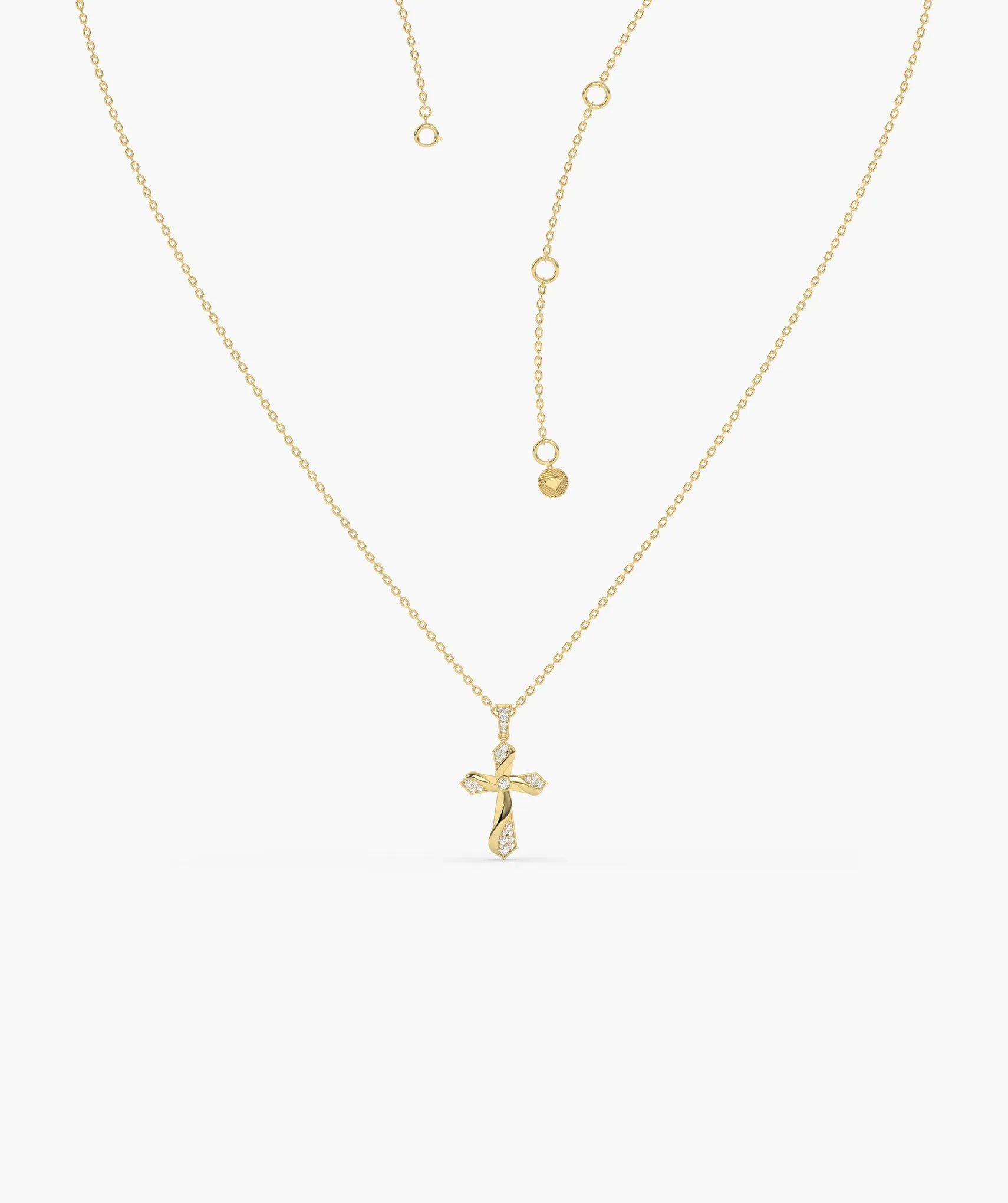Twisting Light Diamond Cross Necklace