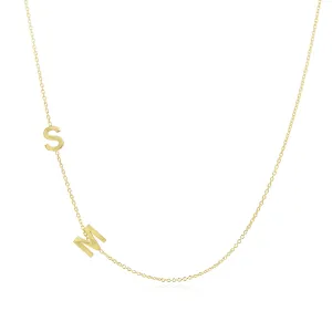Two Letter Asymmetrical Gold Initial Necklace