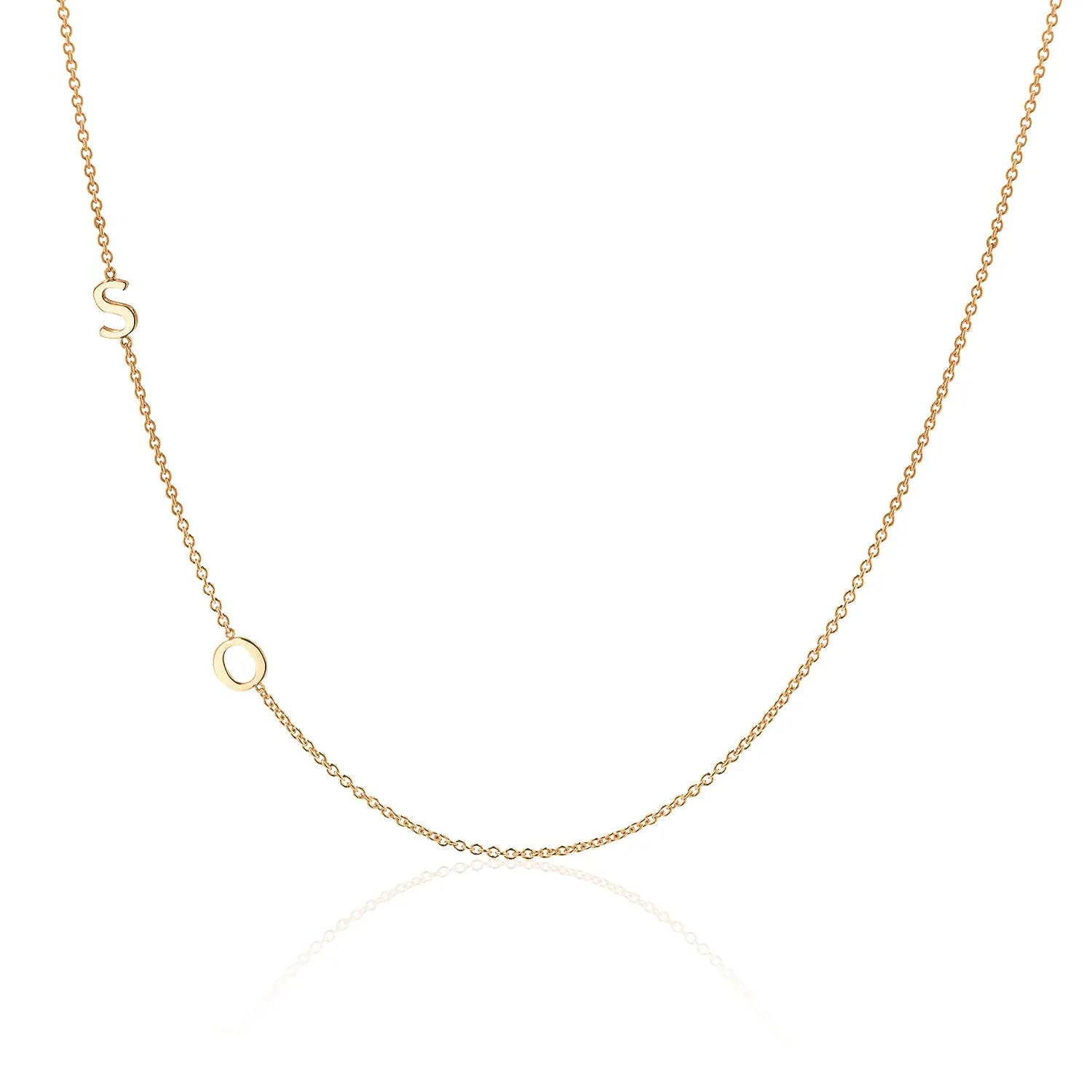 Two Letter Asymmetrical Gold Initial Necklace