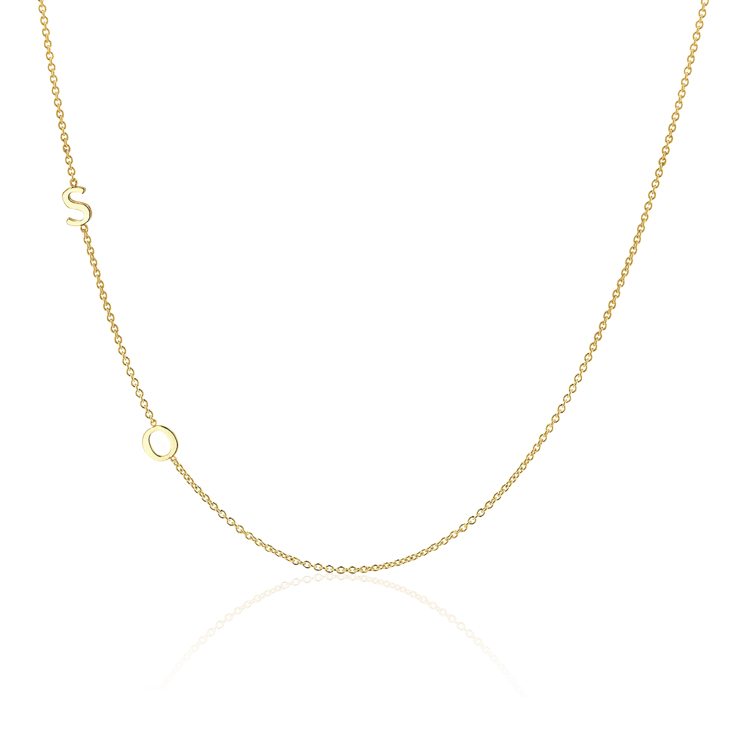 Two Letter Asymmetrical Gold Initial Necklace