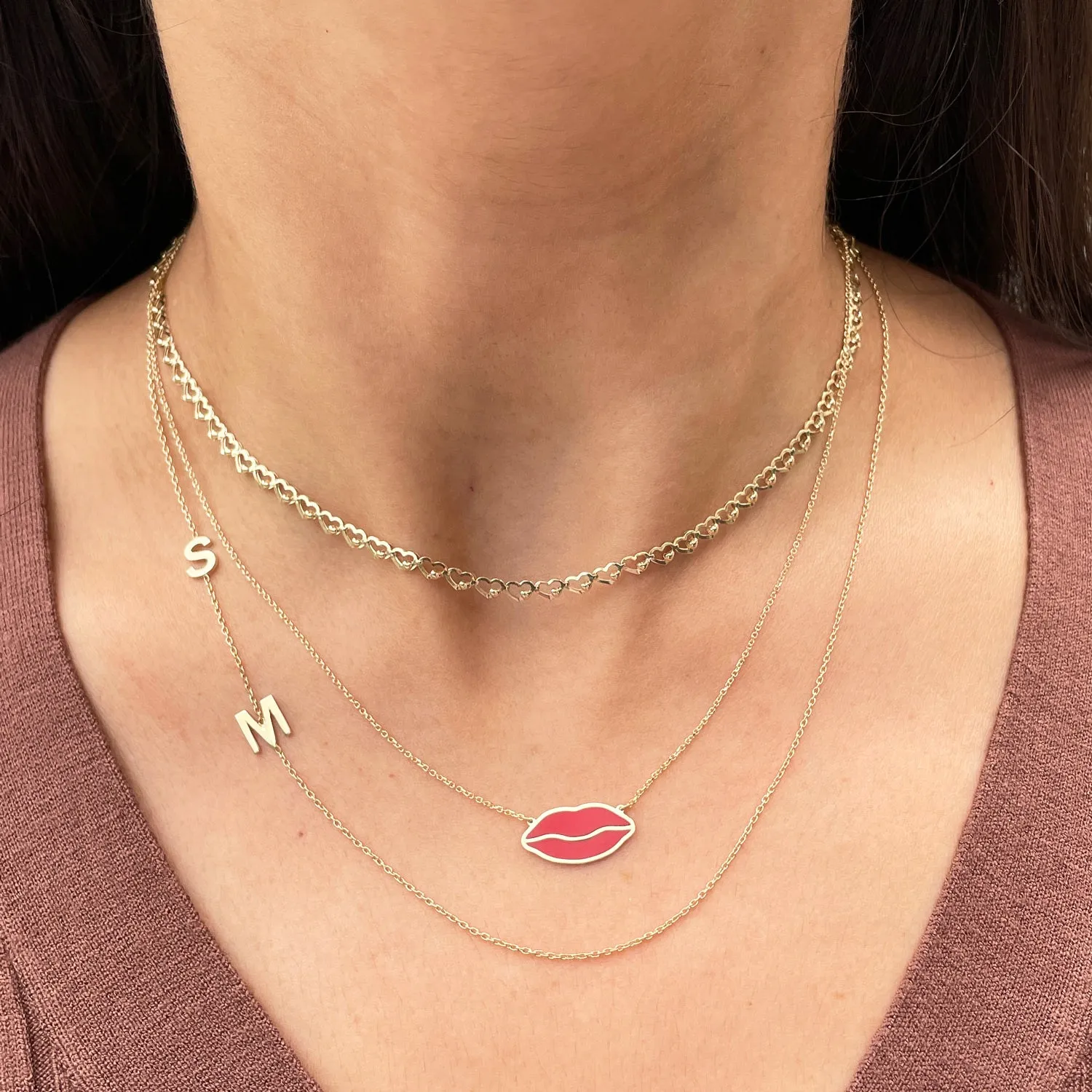 Two Letter Asymmetrical Gold Initial Necklace