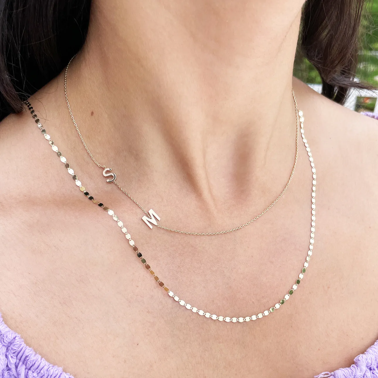 Two Letter Asymmetrical Gold Initial Necklace