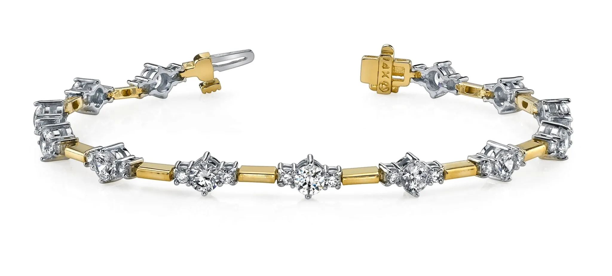 Two Tone Triple Diamond Bracelet with 1.93 ct.(finished) 1.8mm, 2.8mm