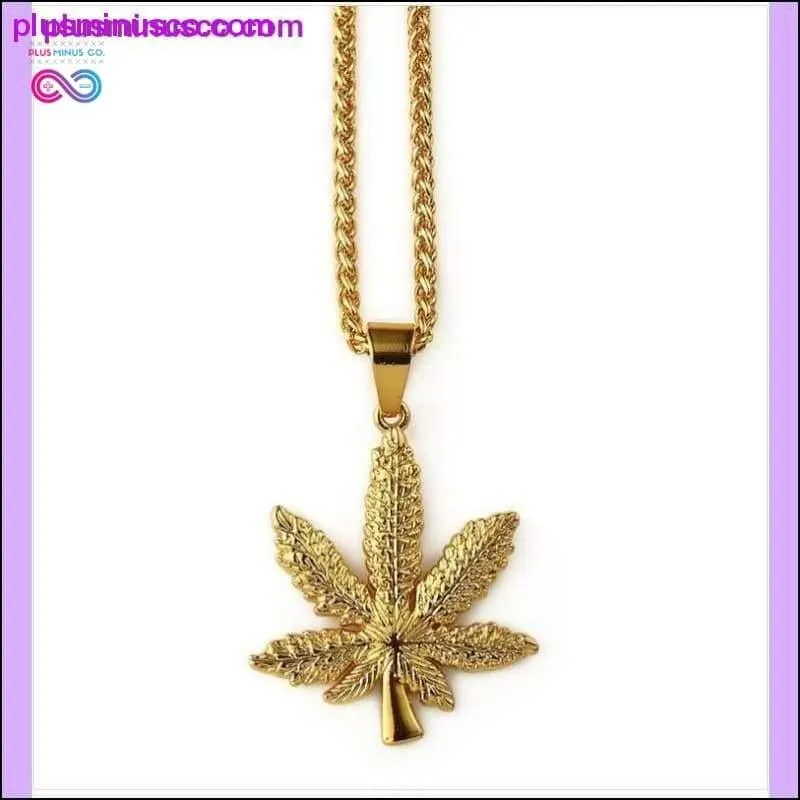 Unisex Gold Cannabiss Herb Charm Necklace