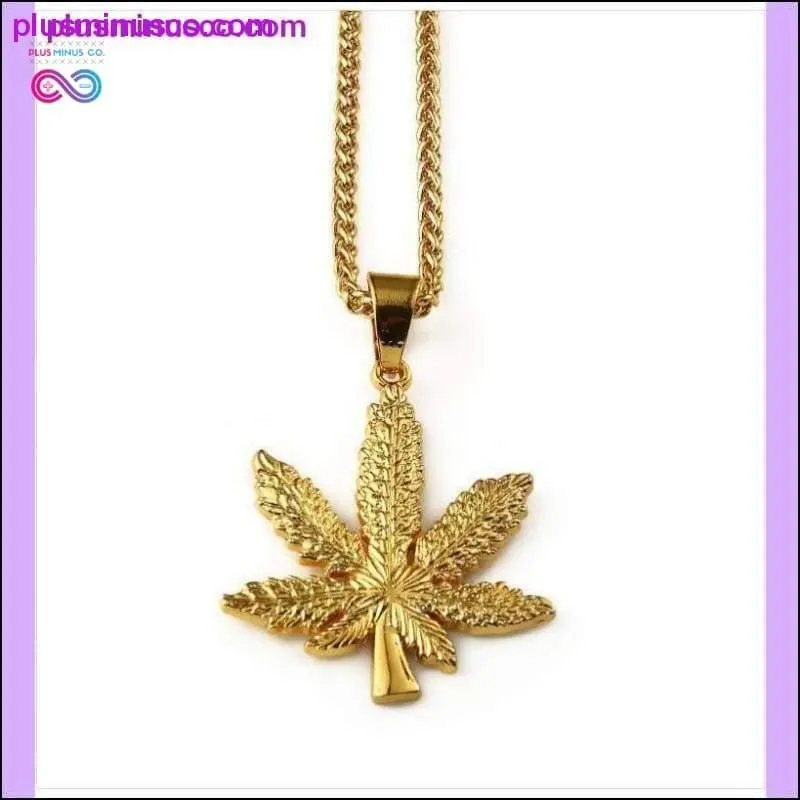 Unisex Gold Cannabiss Herb Charm Necklace