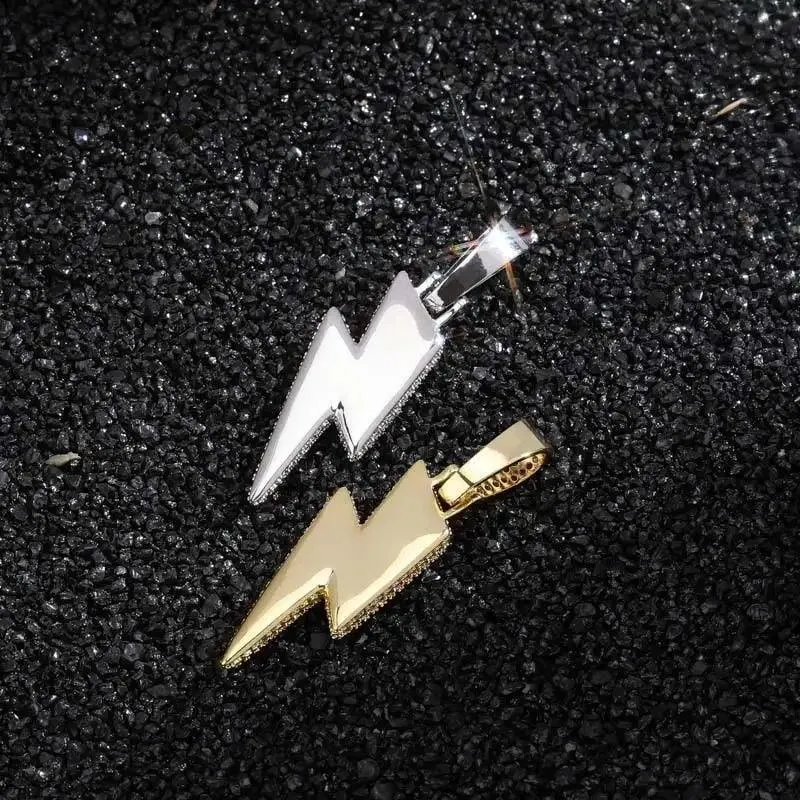 Unisex Lightning Fashion Full Zircon Necklace Party Accessories Shiny Pendant Luxury Design Necklace Modern Jewelry