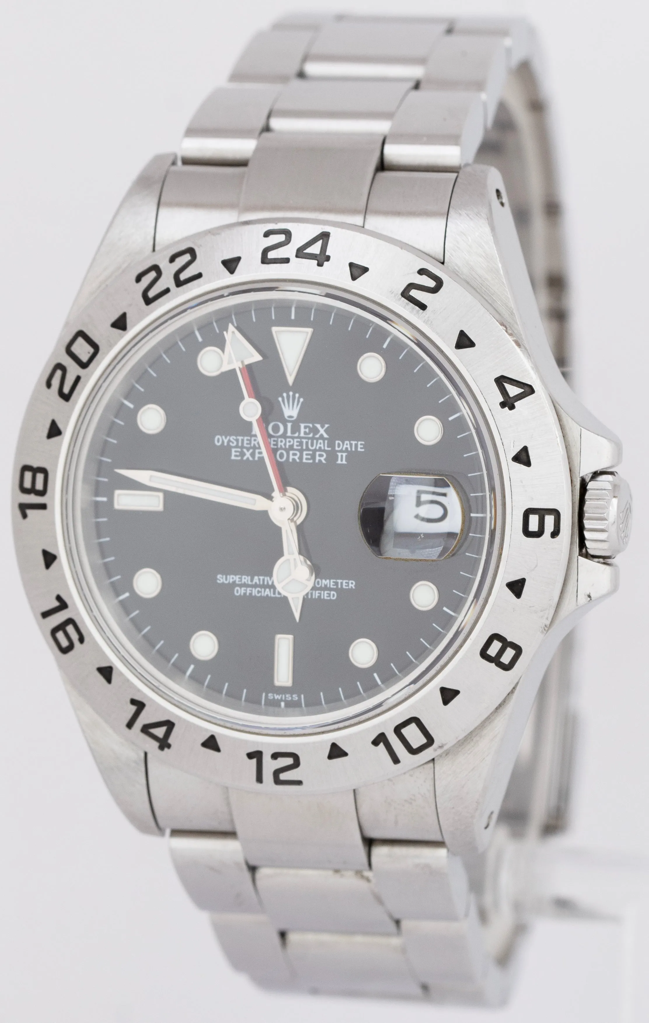 UNPOL. Rolex Explorer II Black SWISS ONLY Stainless Steel 40mm 16570 Watch