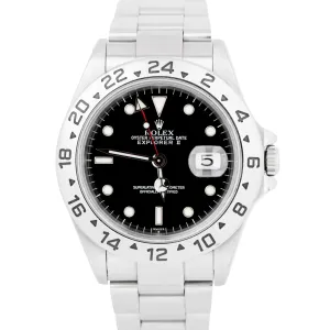 UNPOL. Rolex Explorer II Black SWISS ONLY Stainless Steel 40mm 16570 Watch