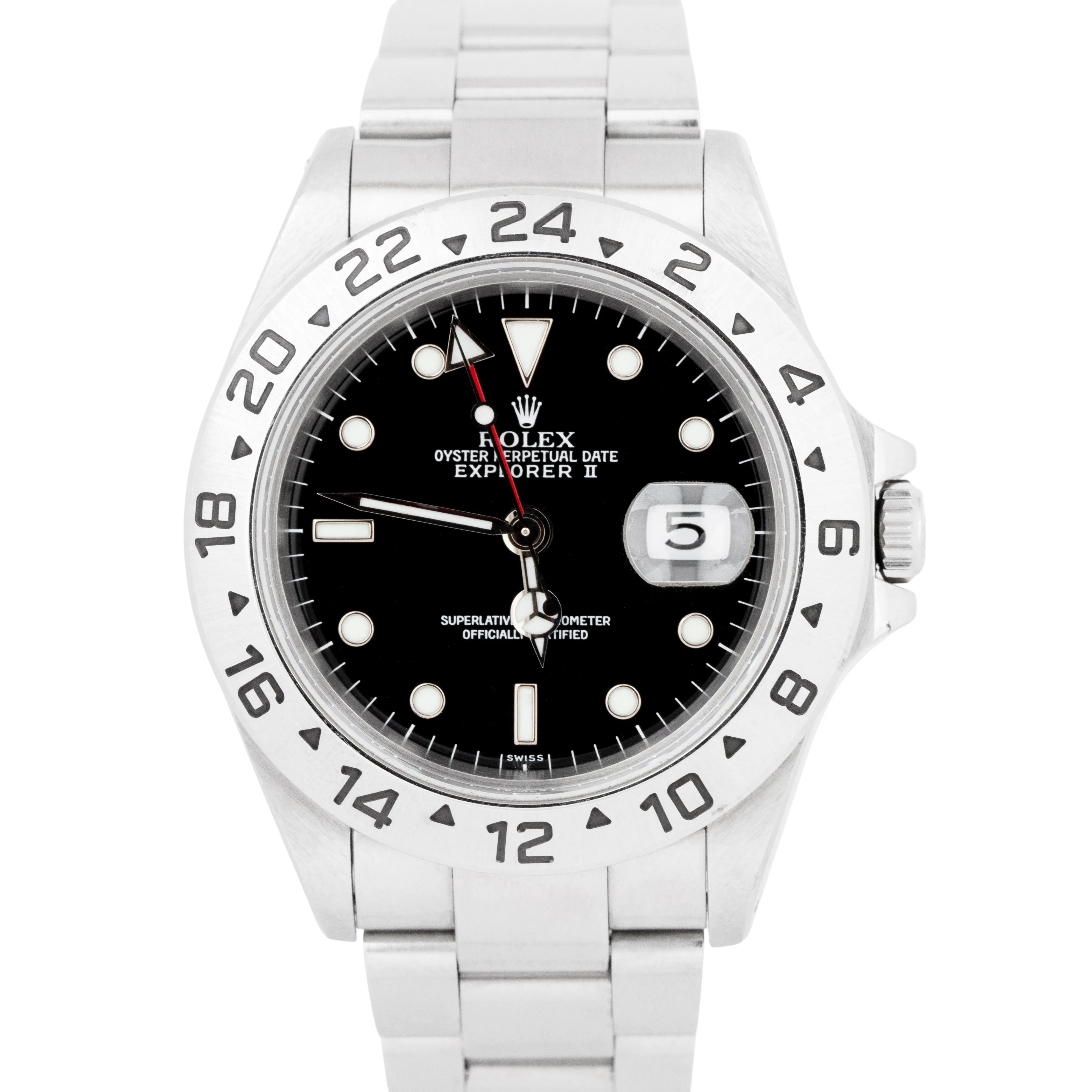 UNPOL. Rolex Explorer II Black SWISS ONLY Stainless Steel 40mm 16570 Watch