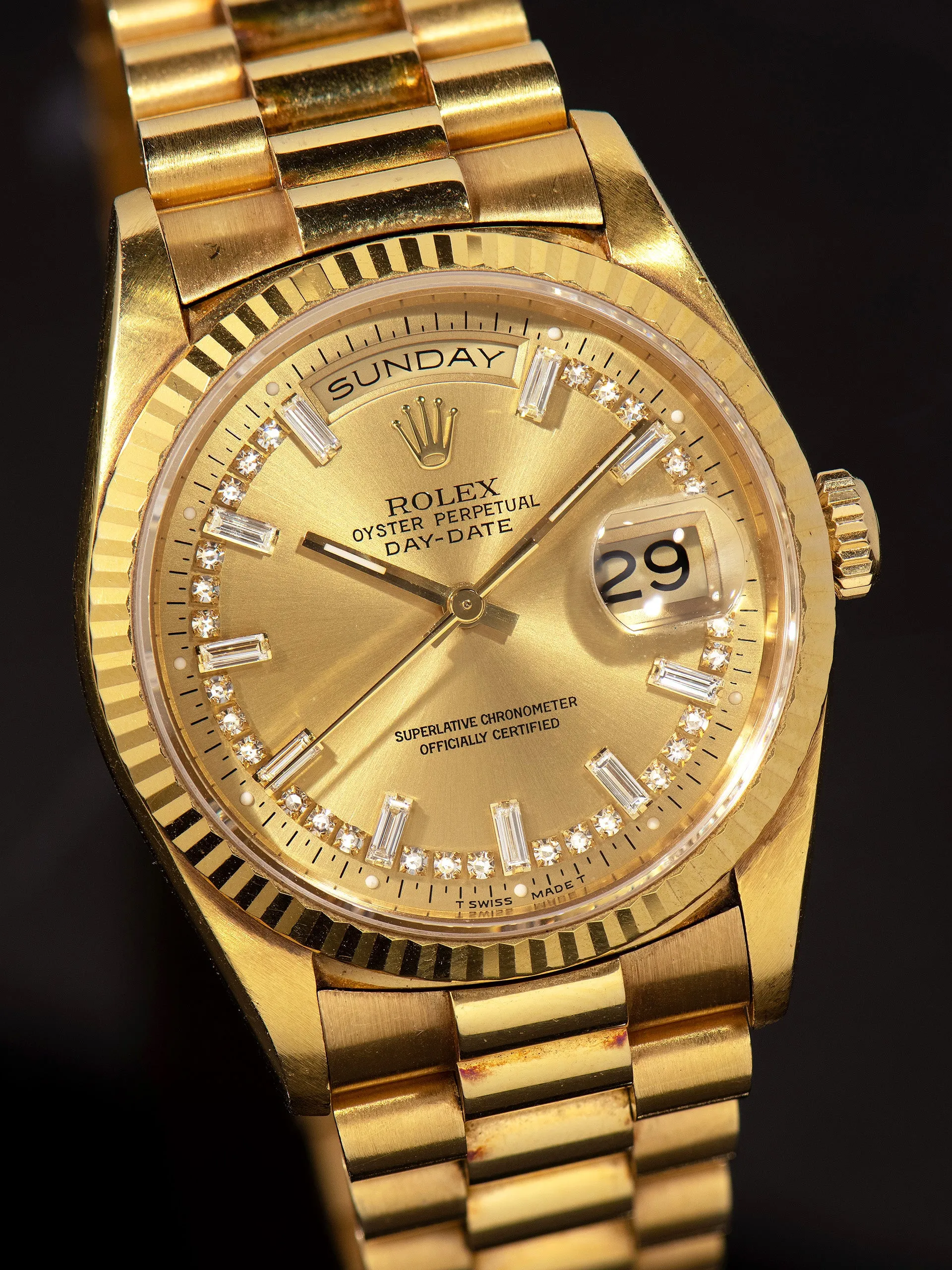 *Unpolished* 1994 Rolex Day-Date 18K YG (Ref. 18238) Diamond Baguette String Dial