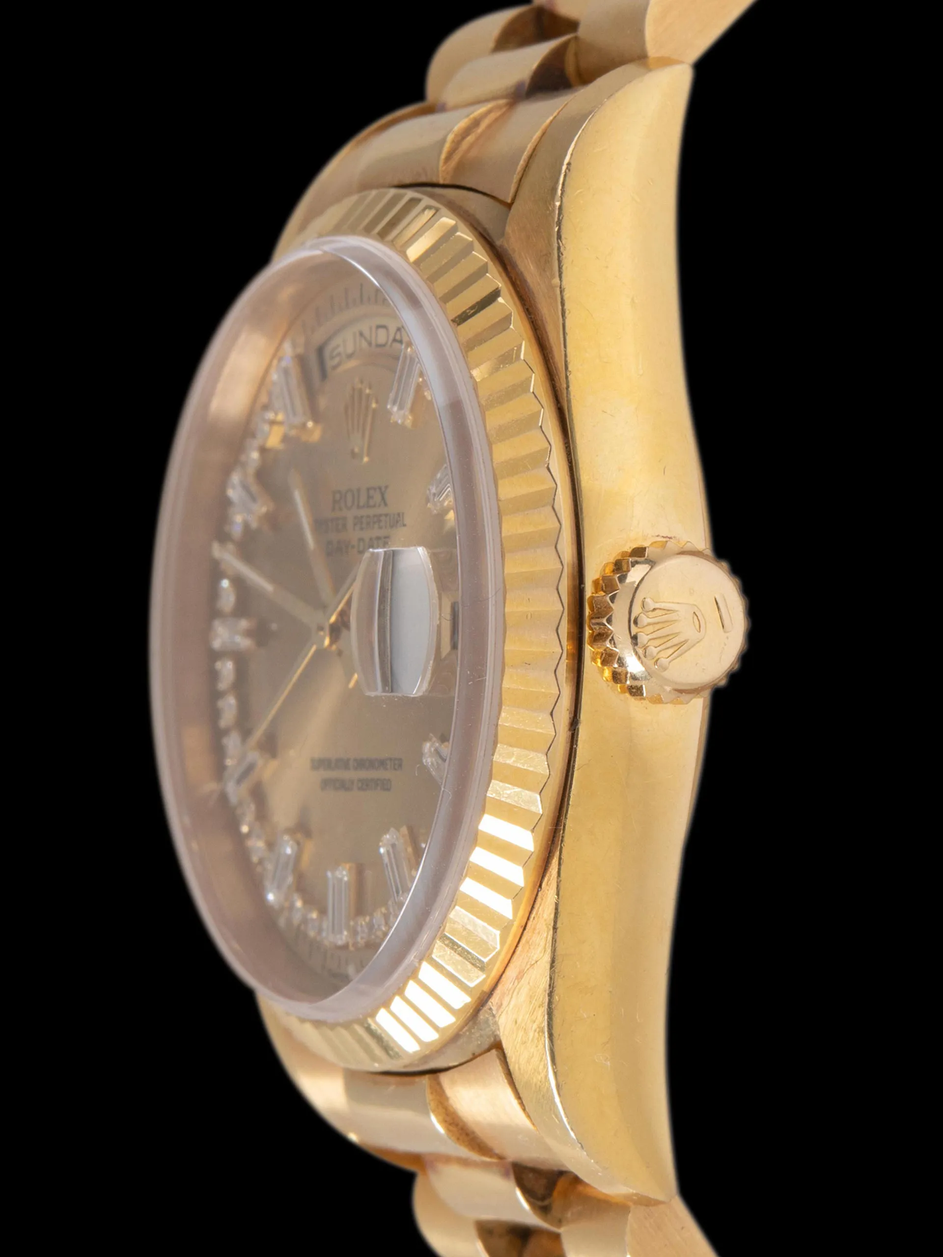*Unpolished* 1994 Rolex Day-Date 18K YG (Ref. 18238) Diamond Baguette String Dial
