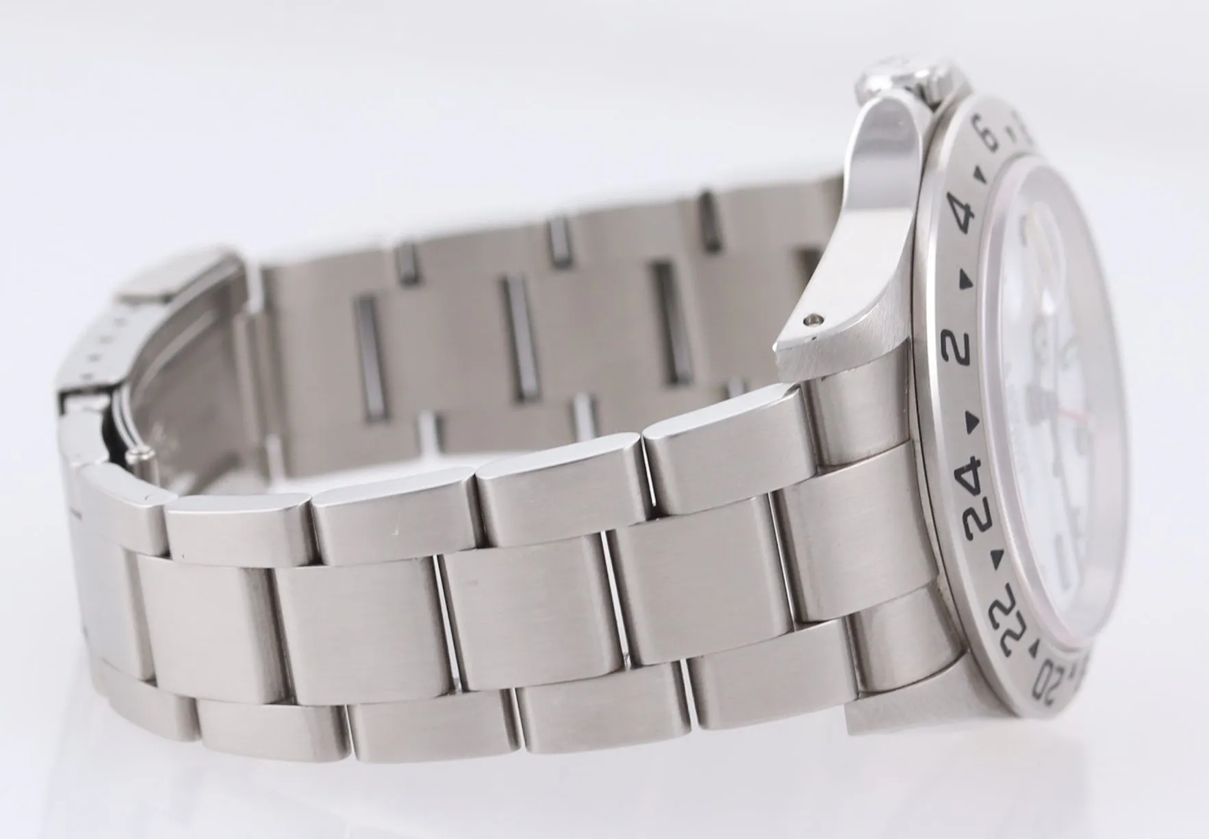 Unpolished Rolex Explorer II 16570 Steel White Polar Date GMT 40mm SEL Watch Box