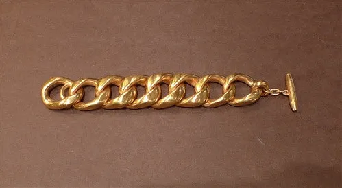 Vaubel Heavy Flat Open Link Chain Bracelet in 18K Yellow Gold Vermeil