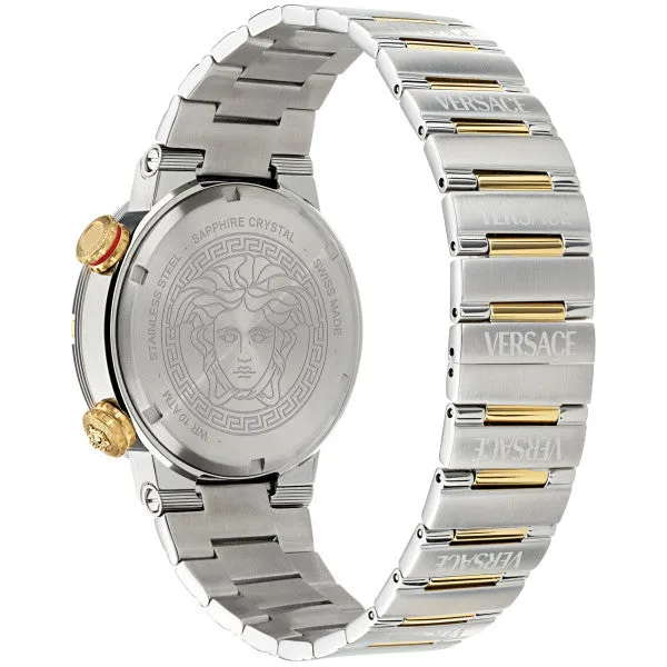 Versace Greca Logo Divers Two-tone Stainless Steel Black Dial Quartz Watch for Gents - VE8G00424