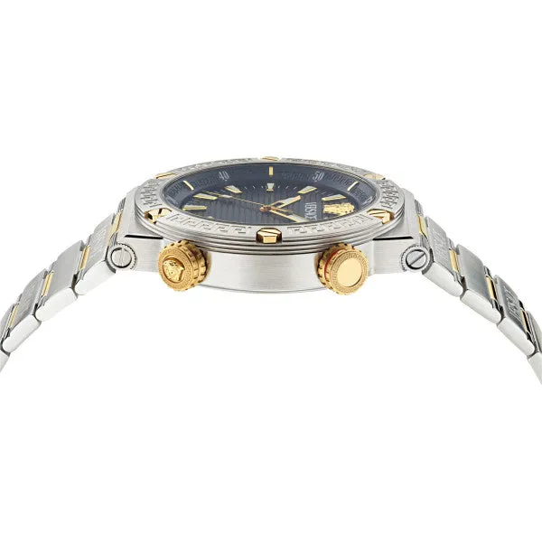 Versace Greca Logo Divers Two-tone Stainless Steel Black Dial Quartz Watch for Gents - VE8G00424