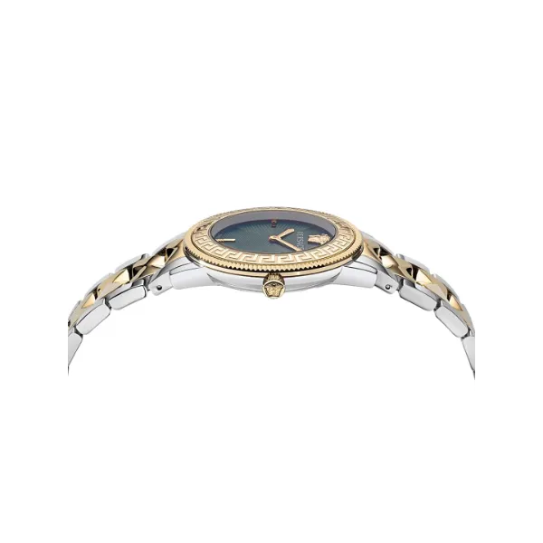 Versace V-Tribute Two-tone Stainless Steel Green Dial Quartz Watch for Ladies - VE2P00522