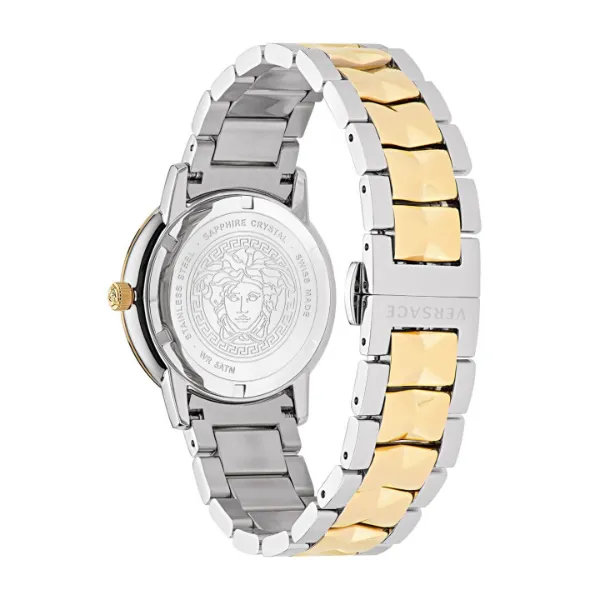 Versace V-Tribute Two-tone Stainless Steel Green Dial Quartz Watch for Ladies - VE2P00522