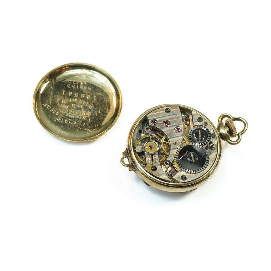 Victorian 14k Diamond and Enamel Pendant Watch