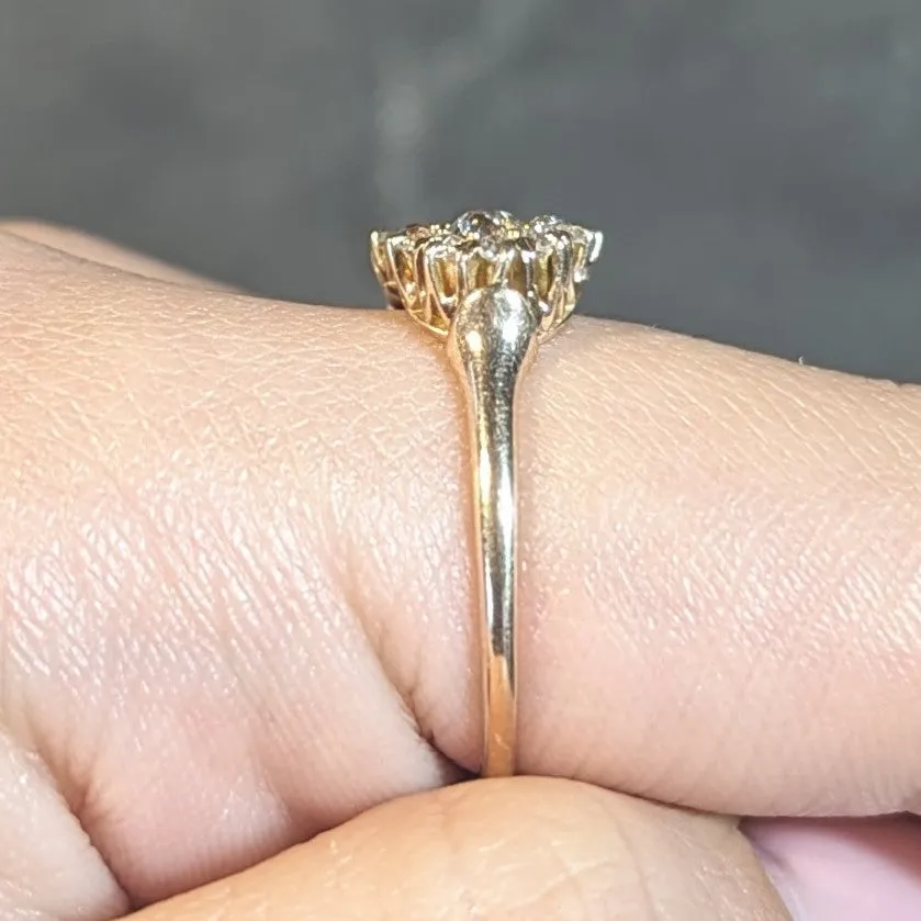 Victorian 1.57 CTW No Heat Ruby Diamond 14 Karat Yellow Gold Antique Cluster Ring GIA