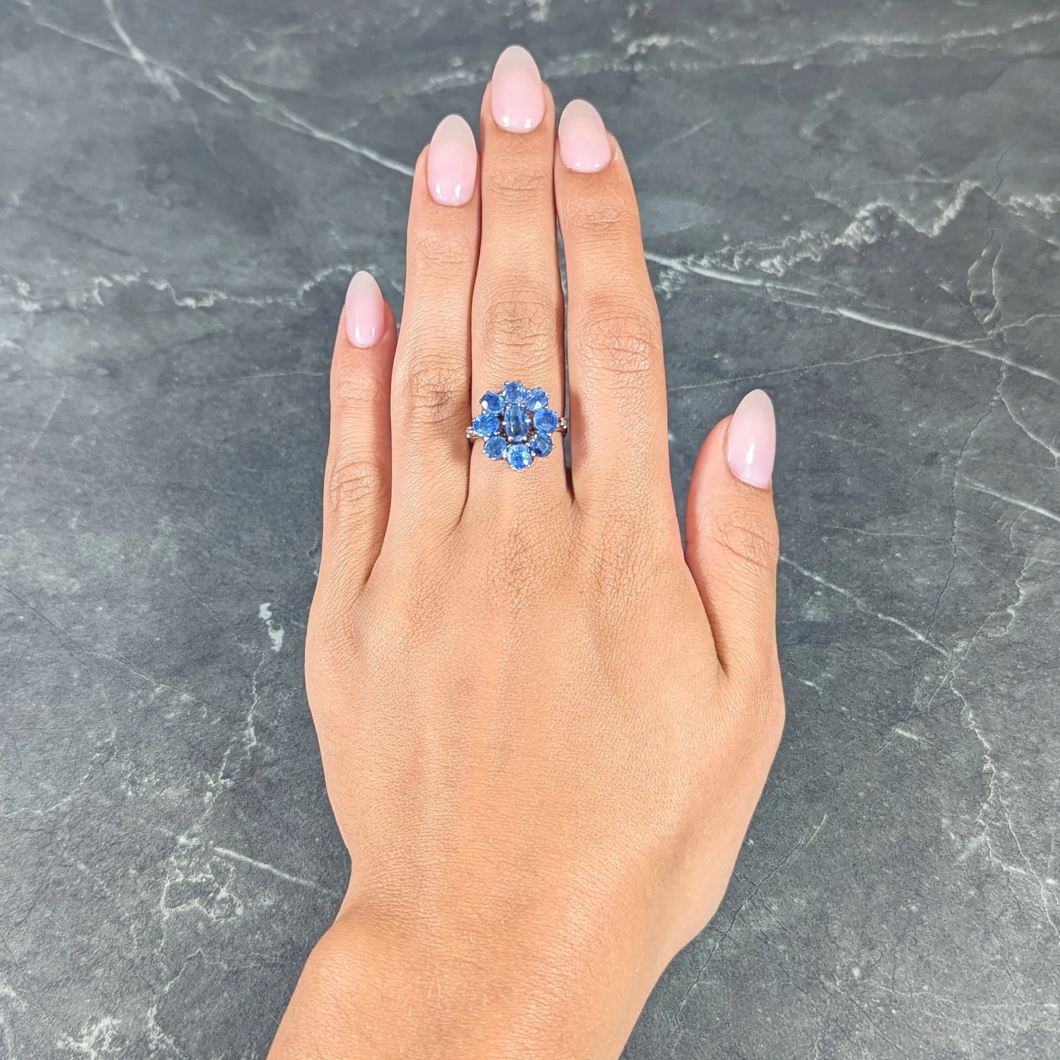 Victorian 3.20 CTW Sapphire 14 Karat Rose Gold Bow Antique Cluster Ring