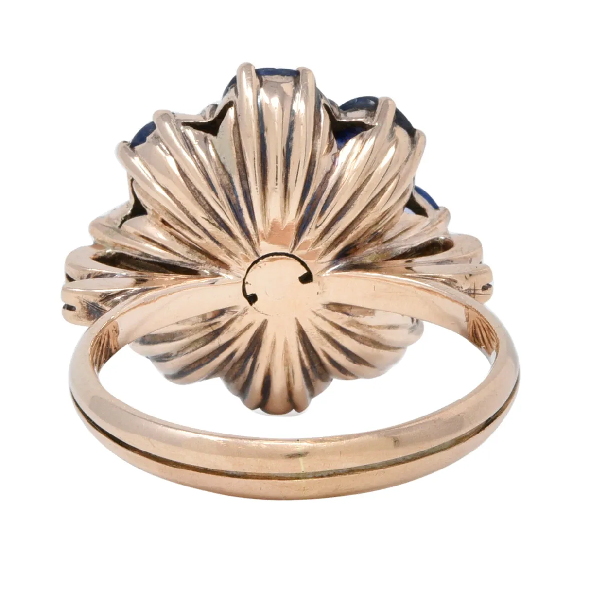 Victorian 3.20 CTW Sapphire 14 Karat Rose Gold Bow Antique Cluster Ring