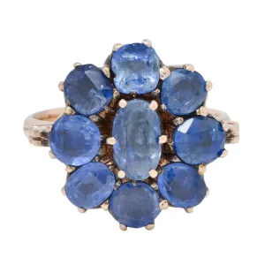 Victorian 3.20 CTW Sapphire 14 Karat Rose Gold Bow Antique Cluster Ring