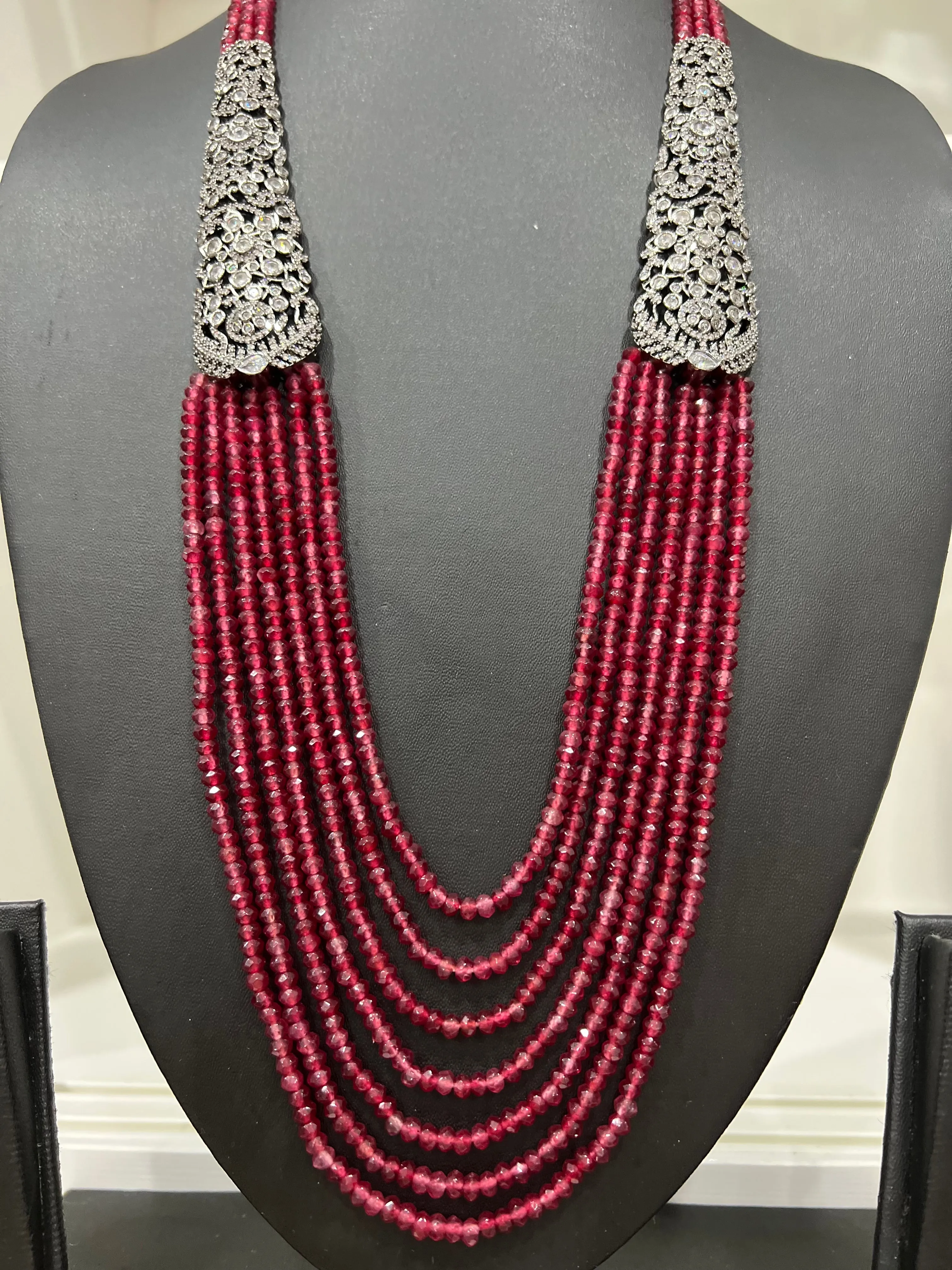 Victorian CZ Multilayer Beaded Necklace